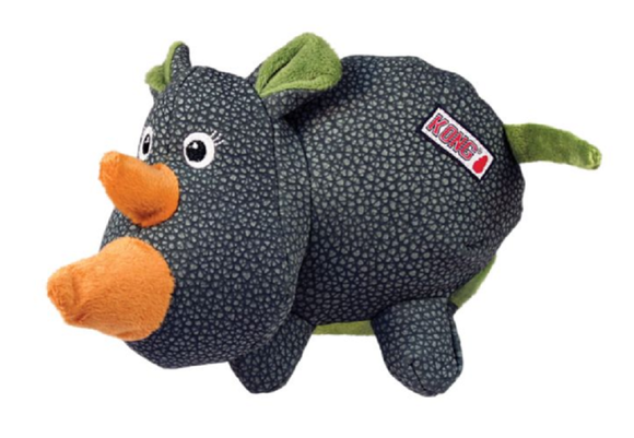 KONG RPA23 Low-tone Squeaky Phatz Rhino Dog Toy