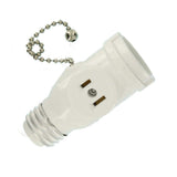 2-Outlet White Socket with Pull Chain