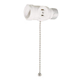 2-Outlet White Socket with Pull Chain