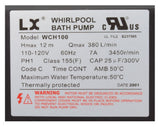 Lingxiao Pump WCH100 Pump Bath LX WCH 7.0A, 115v, 1.5", with Air Switch