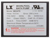 Lingxiao Pump WCH75 Pump Bath LX WCH 5.0A, 115v, 1.5", with Air Switch