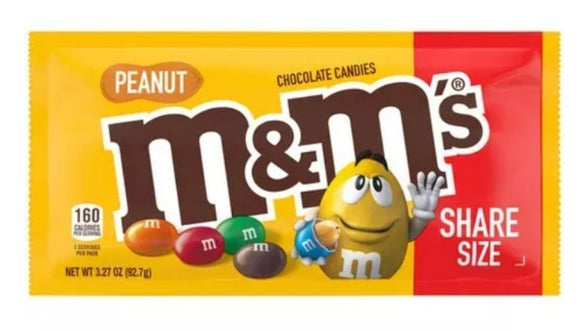 M&M'S 10015 Chocolate Candy Peanut Flavor King Size 3.27 oz., Pack of 1