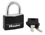 Master Lock 141D Metal Shackle Covered Solid Body Padlock, Key lock - Black