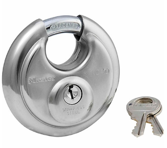 Master Lock 40DPF Stainless Steel Outdoor Lock, Shackle Discus Padlock