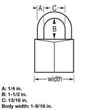 Lock with Key, 1-9/16 in. Wide, 1-1/2 in. Shackle