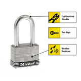 Stainless Steel Outdoor Padlock with Key, 1-3/4 in. Wide, 1-1/2 in. Shackle