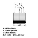 Outdoor Padlock with Key, 1-3/4 in. Wide, 2 Pack
