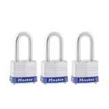 Outdoor Padlock with Key, 1-9/16 in. Wide, 1-1/2 in. Shackle, 3 Pack