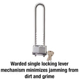 Lock with Key, 1-3/4in. Wide, Long Adjustable Shackle