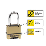 Heavy Duty Outdoor Combination Lock, Resettable, 1-1/2 in. Shackle