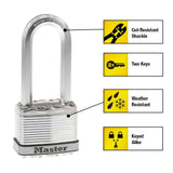 Heavy Duty Outdoor Padlock with Key, 2 in. Wide, 2-1/2 in. Shackle, 2 Pack