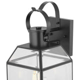 Canton Heights 18 in. 2-Light Matte Black Transitional Outdoor Wall Lantern with Clear Beveled Glass