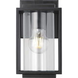 Macstreet 9 In. 1-Light Matte Black Modern Outdoor Wall Lantern with Clear Glass