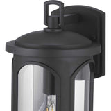 Faywood 1-Light 14 in. Matte Black Outdoor Wall Lantern with Clear Glass