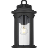Faywood 1-Light 14 in. Matte Black Outdoor Wall Lantern with Clear Glass