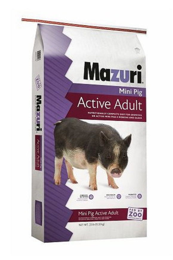 Mazuri 3005272-203 Active Adult 25 Pounds Package Mini Pig Pelleted Feed Diet