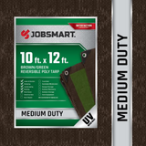 JobSmart MDBG1012 10 ft. x 12 ft. Poly Tarp Reversible, Brown/Green, Medium Duty