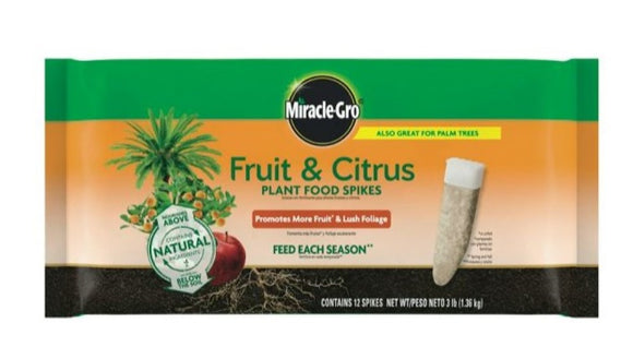 Miracle-Gro 4852012 Fruit and Citrus Plant Food Spikes, 12-Pack