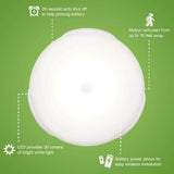 Indoor Battery Powered Motion Activated 30 Lumen LED Puck Light, White (2-Pack)