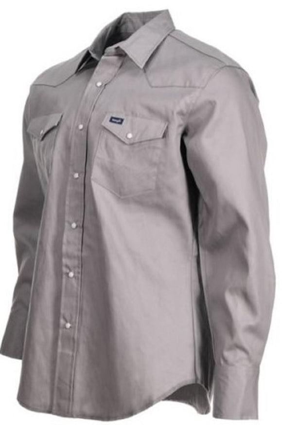 Wrangler MS721SL Mens Cowboy Cut Western Firm Finish Work Shirt Large Slate Gray