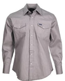 Wrangler MS721SL Mens Cowboy Cut Western Firm Finish Work Shirt Large Slate Gray