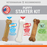 Nylabone Puppy Starter Kit- Teething Chew Bone, Edible Bacon, Power Chew Chicken