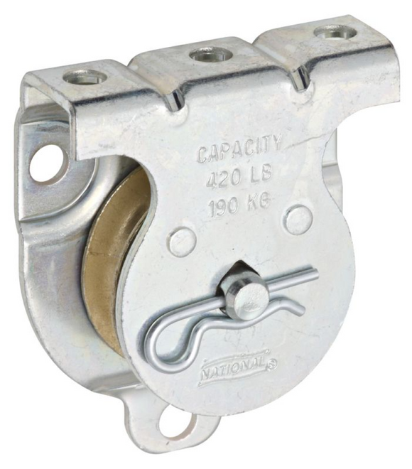 Generic 1-1/2 in. Wall/Ceiling Mount Single Pulley, Zinc Plated