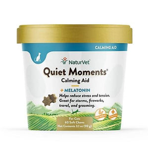 NaturVet 79903640 Quiet Moments Calming 60 Counts Cat Aid Chews Plus Melatonin