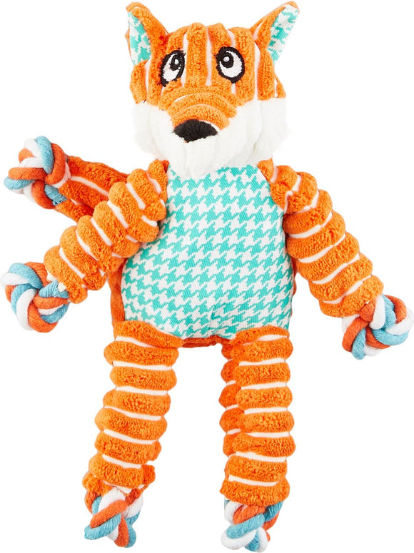 KONG NKF12 Floppy Knots Squeaky Orange Fox Dog Toy