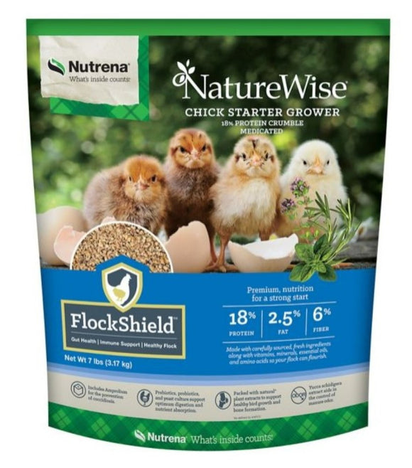 Nutrena 91582-A7 Naturewise Chick Starter Grower Crumble Medicated, 7 lb. Bag
