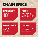 Oregon S62T-21 AdvanceCut Chainsaw Chain 18 Inch 62 Drive Link