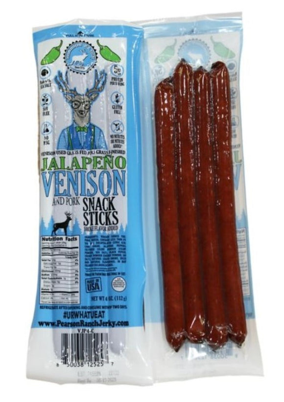 Pearson Ranch Jerky VJP4-C-CAD Venison Jalapeno All-Natural Snack Stick 4 oz.