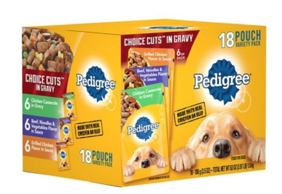 Pedigree Adult Chicken, Beef, Pasta, and Vegetables in Gravy Wet Dog, 18 Pouch