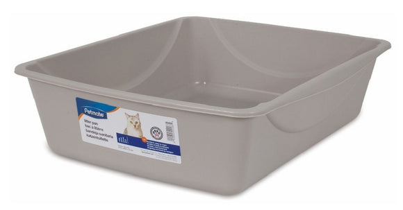 Petmate 22183 Gray-Colored Durable Basic Cat Litter Pan, Large Size, Plastic