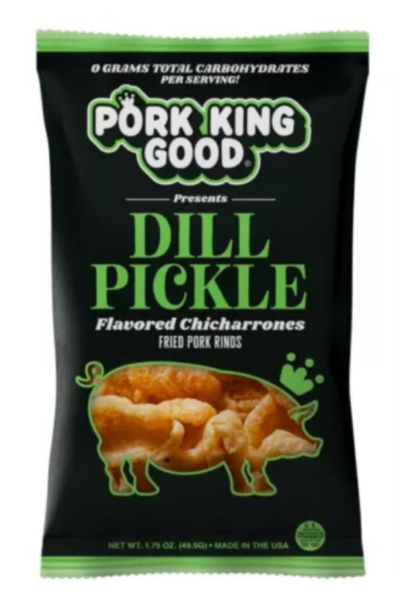 Pork King Good TS-1206 Dill Pickle Fried Pork Rinds 1.75 oz. Bag, Pack of 1