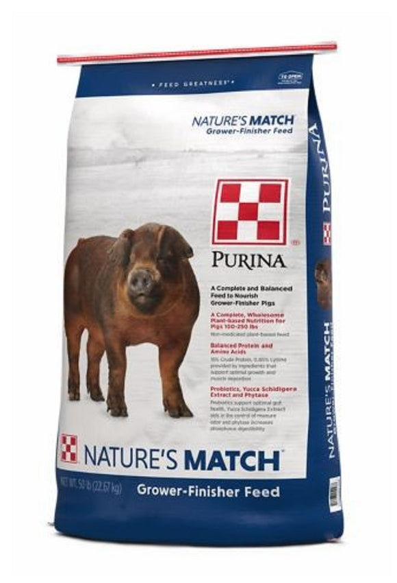 Purina 34057 Nature's Match 50 lbs. Package Grower-Finisher Swine Pelleted Feed