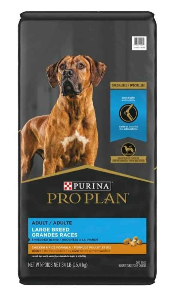 Purina Pro Plan Large Breed Adult Shredded Blend Chicken and Rice Dog Food 34 lb