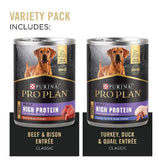 Purina Adult Beef & Bison and Turkey, Duck & Quail Pate Wet Dog Food Count of 12