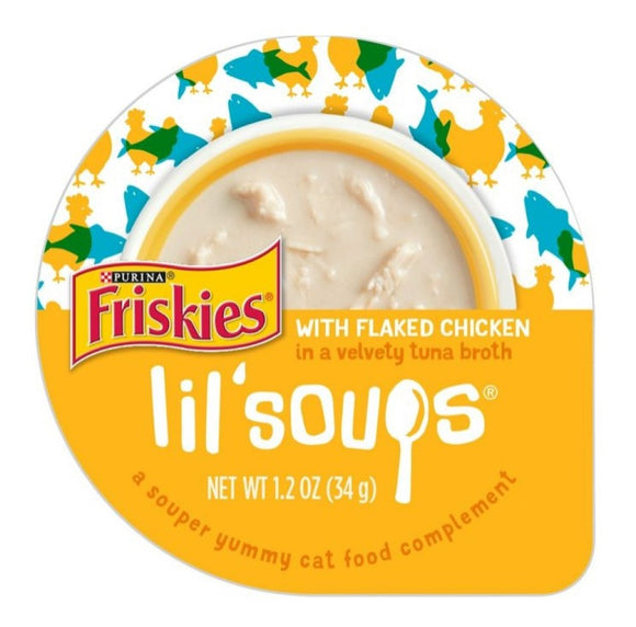 Purina Friskies Lil' Soups Flaked Chicken Wet Cat Food 1.2 oz. Tub, 1 Single Tub