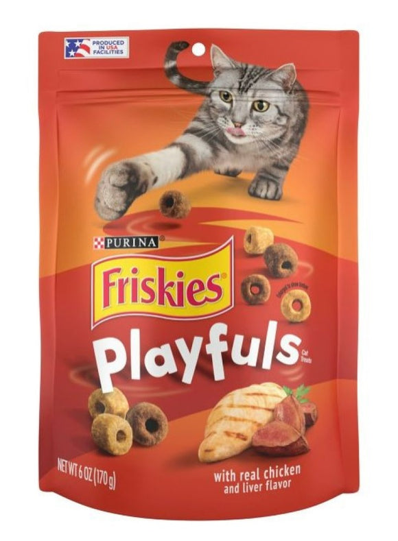 Purina Friskies Playfuls Chicken & Liver Dry Cat Treats 6 oz. Pouch, Pack of 1