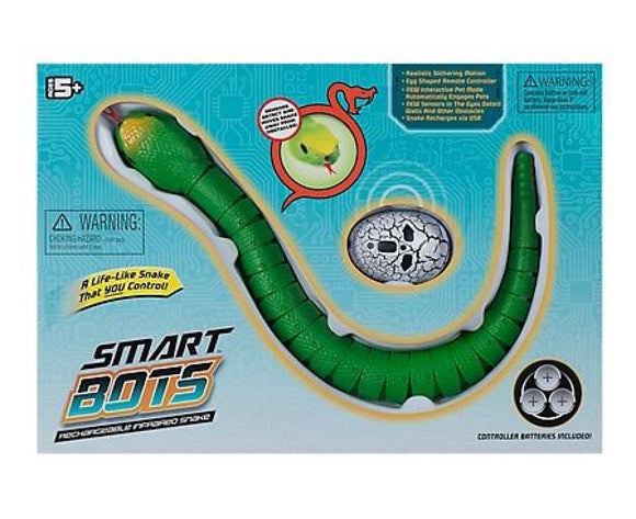 Smart Bots RB-6588 Rechargeable Infrared RC Snake Toy, Realistic Slither, Green