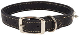 Retriever Oak Tanned Leather Double-Ply Spiked Dog Collar, 1 in. x 20 in., Black