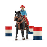 Schleich 42576 Farm World Barrel Racing with Cowgirl Playset