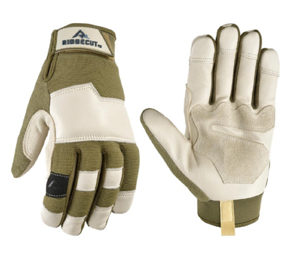 Ridgecut 3258L-RDG Water-Resistant Leather Hybrid Work & Gardening Gloves, Large