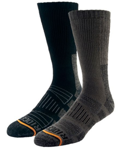 Ridgecut SX12898 Men's Durable Protector Crew Socks,2 Pair, Gray/Black,Size 9-11