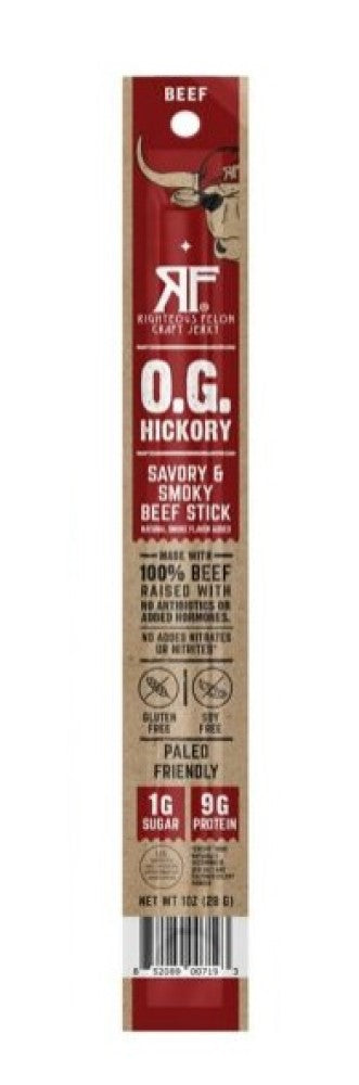 Righteous Felon OG-STICK-24 O.G. Hickory Beef Stick Smoky & Savory 1oz., 1 Stick