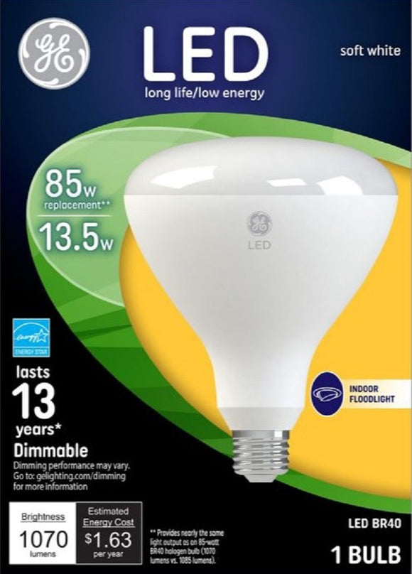 Savant 41055 GE LED Indoor Floodlight Bulb, Soft White, 13.5-watts