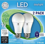 Savant 93127670 GE LED Light Bulb, A19 General Purpose, Daylight, - 2 Bulbs