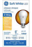 Savant 93130566 GE 3-Way LED Light Bulb 150/100/50 Watt Replacement  A19 Bulb