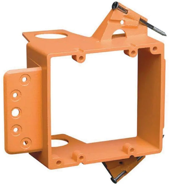 Carlon SC200AR Low-Voltage Bracket 2-Gang Non-Metallic Nail On PVC Orange